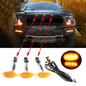 For Ford F150 F-150 1995-21 Car Amber Raptor Style Amber Lens Grille LED Lights - Picture 1 of 5