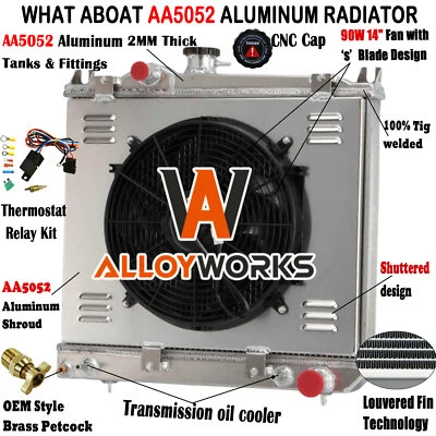 3 Row Radiator Shroud Fan For 1987-91 1988 Dodge Dakota 2.2L 2.5L 3.9L AT #CC981 Foto 1 de 4