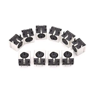 10pcs Mini 6-pin Din Socket Connectors PS-2 Female Plug PCB Solder Connector PC - Photo 1/8