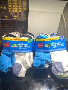 HANES Youth Super No Show Socks Zone Cushioning 20 pairs (Choice of sizes ) - Picture 1 of 18