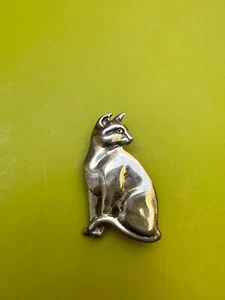 Sara Jones Sterling Silver Cat Pin Brooch London, UK 1990 - Picture 1 of 6