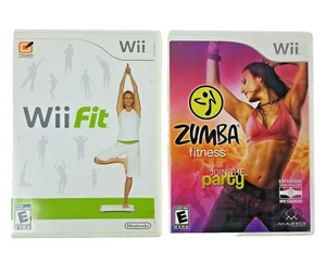 Wii Fitness Bundle Wii Fit & Zumba Fitness Nintendo Complete Tested 2008 2010 EX - Picture 1 of 5