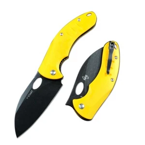 Cuchillos plegables Y-START NFK hoja de chef negro lavado a la piedra amarillo mango G10 LK5034 - Imagen 1 de 4