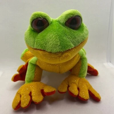 Ganz Webkinz Tree Frog Plush Beanie Stuffed Animal Green Yellow Red Reptile 8 in - Image 1 of 4