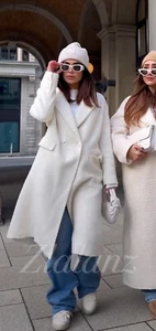 Zara SS22 Miscela Lana Cappotto Doppio Petto L XXL Ecru Giacca Bianca Foderata Nuova con Etichette - Foto 1 di 8