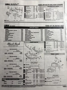 1986-91 Mercedes Benz 560 SEC Body Part Numbers with Diagrams - Picture 1 of 2