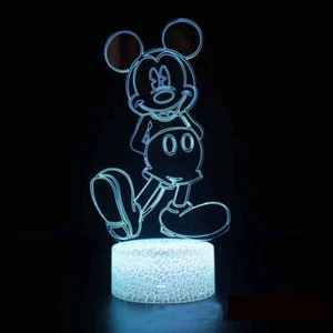 Lampe LED 3D USB Mickey - Décoration lumineuse avec télécommande et base - Picture 1 of 14