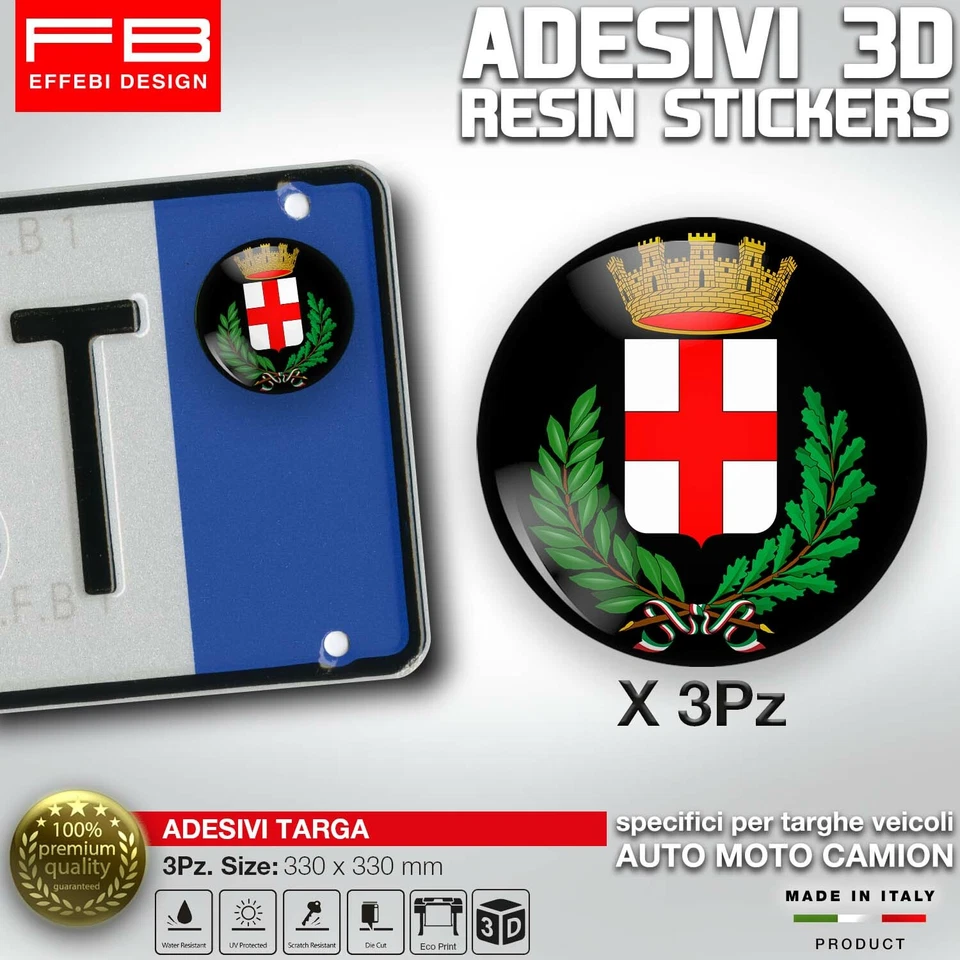 FB DESIGN ADESIVI bollino Targa MILANO CITTA' Lombardia Milan Calcio Auto Moto Tir Camper