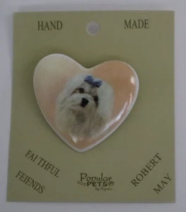EE2 SPILLA CUORE PORCELLANA cane maltese vintage - Foto 1 di 4