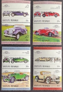 Tuvalu Vaitupu 1984 Set of 4 Se-Tenant Specimen Pairs MNH OG Sc# 1-8 Automobiles - Picture 1 of 2