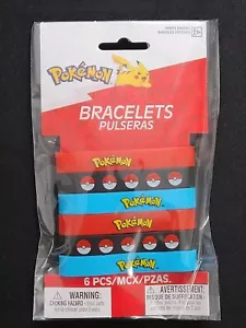 Pokemon Rubber Elastic Bracelets, 6ct, Multicolor Pokeball NIP - Picture 1 of 2