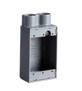 Killark FSS-1 Single Gang Shallow Device Box Cast Aluminum (2) 1/2” Hub Same End - Picture 1 of 2