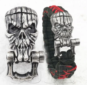 Silver Buckle Shackle Lock Paracord Bracelet Bead Beads Buckles HALLOWEEN SKULL - Picture 1 of 7