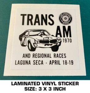 TRANS AM LAGUNA SECA APRIL 1970 VINYL DECAL STICKER-VINTAGE RACING-SCCA-JAVELIN - Picture 1 of 2