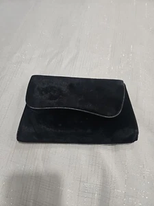 Black Velvet Vintage 1920s Envelope Clutch Snap Bag With Hand Strap - Picture 1 of 8