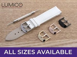 Para Reloj CHOPARD Blanco Cuero Genuino Correa Hebilla Hombres Damas 12-24mm - Imagen 1 de 11