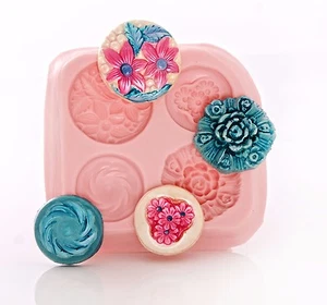 Molde de silicona con botón victoriano seguro para alimentos fondant chocolate menta resina arcilla (770) - Imagen 1 de 10