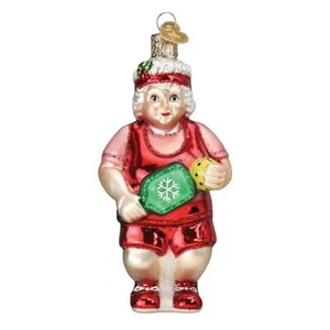 Antiguo Mundo Navidad Pickleball Mrs. Claus Vidrio Soplado Adorno 5 Pulgadas - Imagen 1 de 3