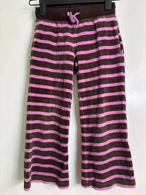 Pantalones Mini Boden 5Y Púrpura y Marrón Rayas Terciopelo Plantas Acanalado Cordón Cintura Foto 1 de 4