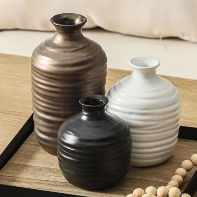 Conjunto de 3 vasos decorativos de cerâmica para decoração de casa decoração moderna de fazenda - Imagem 1 de 4