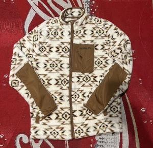 VTG Hurley Parks and Rec Aztec Sherpa Fleece Zip Up Jacket Mens Small Rare - Bild 1 von 8