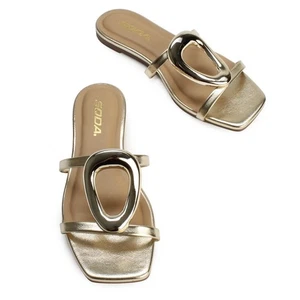 Soda Distant-S goldene Damen-Sandalen Größe 8,5 NEU IM KARTON Slipper "Ring It In" - Bild 1 von 10