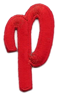 LETTERS - Red Script  2" Letter "P" - Iron On Embroidered Applique - Picture 1 of 1