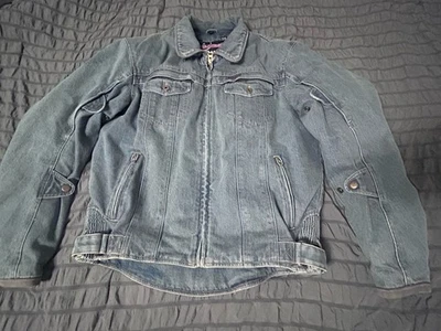 Motorcycle Jacket TourMaster Range Denim Jean Blue Armored Pads Sz Large 44 Moto - Image 1 of 4
