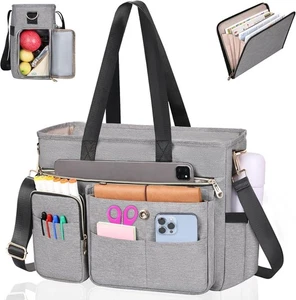 ESTARER Women Laptop Tote Bag 2Pcs, 15.6'' Teacher Work 15.6, Grey - Picture 1 of 7