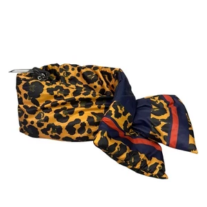 Cara New York Animal Print Scarf NEW Blue Red Stripe Cheetah Puffer Neck Wrap - Picture 1 of 6