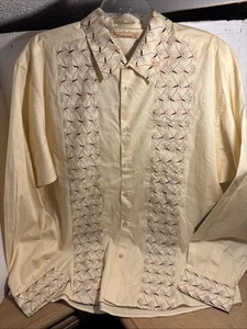 Havanera Co. Mens XL Paneled Embroidery Shirt Buttermilk Long-sleeve NEW w/TAGS - Picture 1 of 7