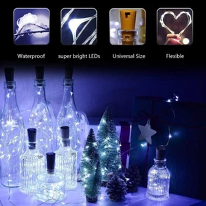 10 PACK OF SUPER BRIGHT LED WINE BOTTLE LIGHTS WITH CORK BATTERY UPCYCLE BOTTLEs - Picture 1 of 11