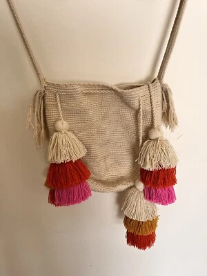 Wayuu Mochila через плечо, богемная корзина с кисточками / сумка для вязания крючком, ремень макраме - Изображение 1 из 4