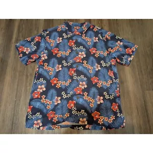 Camicia hawaiana seta Tommy Bahama floreale tropicale con bottoni blu rosso L/G - Foto 1 di 3