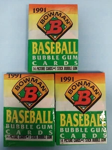 (1) 1991 Bowman Baseball Wax Pack (14 Karten) - Factory Sealed - Bild 1 von 2