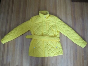 Lauren Ralph Lauren Mango Yellow Quilted Coat w/Belt; Women's Medium - Picture 1 of 9