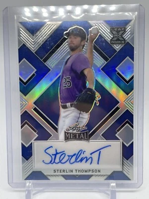 LEAF METAL BASEBALL 2022 STERLIN THOMPSON 3/8 BLUE X ROOKIE AUTO Rockies (553) - Image 1 of 4