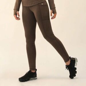 Gallop High Waisted Silicone Knee Riding Tights With Pocket. Taupe. Small UK 8