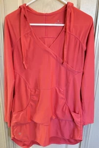 Athleta Womens Small Pink V-Neck Long Sleeve Hooded Athletic Shirt - Picture 1 of 4