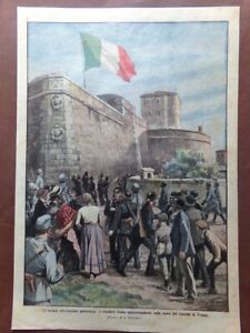 Retrocopertina Domenica Corriere nr. 27 del 1916 WW1 Tricolore Castello Trieste