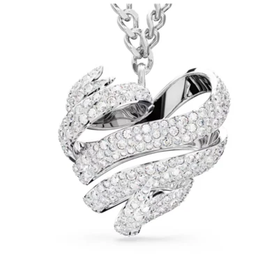 Swarovski 5647578 Pendente Volta Cuore Grande Bianco Placcato Rodio - Immagine 1 di 2