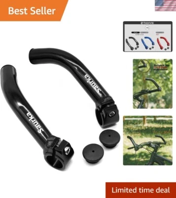 Прочные удлинители руля горного велосипеда — черные алюминиевые концы руля для увеличения сцепления - Изображение 1 из 4