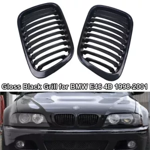 Glossy Black Front Kidney Grill Grille Fits BMW E46 325i 330i 323i 328 1998-2001 - Bild 1 von 7