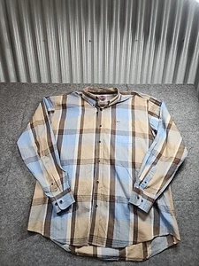 Larro Mens Size XL Long Sleeve Button Down Plaid Striped Western Shirt Cowboy - Picture 1 of 13
