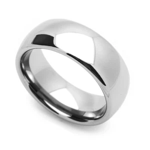 8MM Comfort Fit Tungsten Carbide Wedding Band Classic Domed Ring - Picture 1 of 3