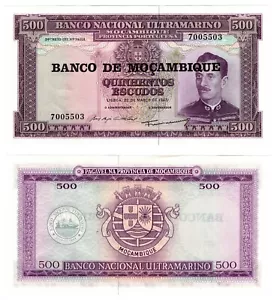 1976 Mozambique Banknote P118 500 Escudos UNC Ultramarino - Picture 1 of 1