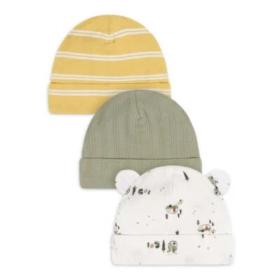 Gerber Baby Boy's 3 Pack Caps NEW Various Sizes Camping, Solid, Stripes CUTE - Image 1 of 4