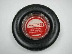 Vintage Firestone Tire, Nicklow Ford, Cleveland Texas, Advertising Glass Ashtray - Picture 1 of 7