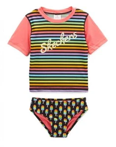 Skechers Girls Multi Color S/S Rashguard Swim Size 2T 3T 4T 4 5 6 6X - Picture 1 of 1