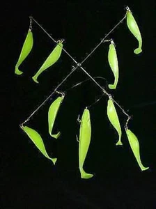 20" WHITE Umbrella Rig 6" CHASE BAIT Umbrella Shad Rig Striper Fishing Lures/ - Picture 1 of 1